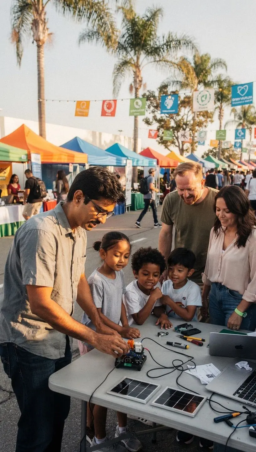 Educators and students collaborating with new digital learning tools in a brightly lit classroom.