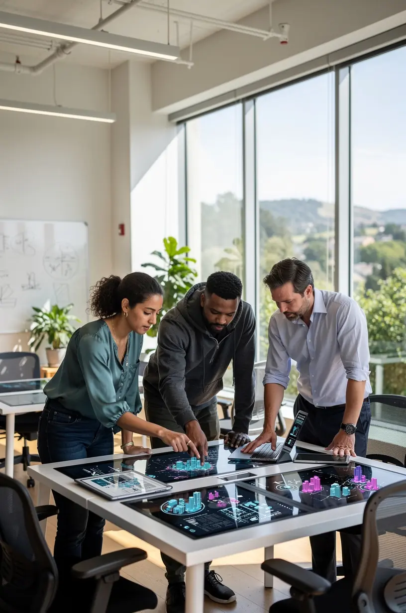 Community members attending a workshop on smart city solutions and connected technologies.